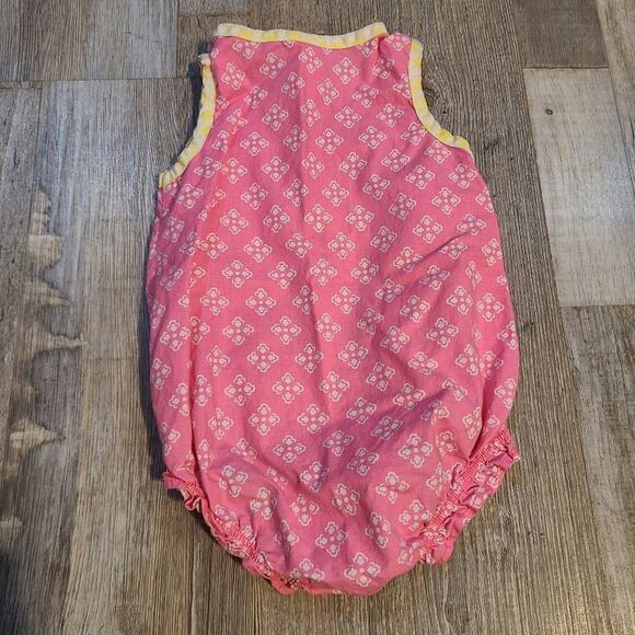Carters 3 month pink white and yellow partial button down onesie with ruffles - Picture 1 of 5